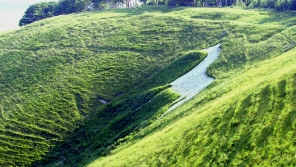 Cherhill White Horse hiding in a fold of Chalk Downland