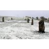 Avebury  West Kennet Avenue in snow and mist December 2010