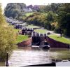 The flight of locks at Caen Hill, Devizes on the Kennet and Avon Canal.