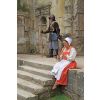 A sentry with bill hook and a 
recorder player in a quiet moment at the Siege of Wardour castle