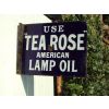 Tea Rose American Lamp Oil Enamel Porcelain Sign Double Sided Postmount available