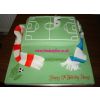 Football pitch cake with scarves