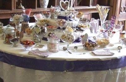 Buffet at Ettington Park Hotel.  Each buffet is different as it is created around your sweets selections and event colours.