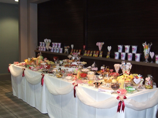 Wedding Sweets table for 200 at the Village hotel Solihull.  36 varieties in over 100 dishes on a 12' long table.