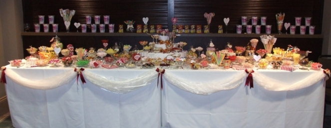 Wedding sweets for 200 on a 12' long table. 36 varieties