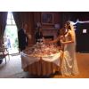 The Bride enjoys her vintage Wedding Candy Sweet Buffet with 40 varieties at Hintlesham Hall.