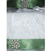 Close-up of sage green ribbon with Pearl embellishments -  design option for 3 tier table centrepiece