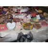 Personalised sweet bags and jar tags for the wedding sweets table with 35 varieties and silver service