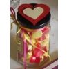 Sweety shop jars trimmed with ribbons and hearts