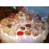 Sweets buffet table with 35 varieties presented in real silver and crystal dishes and bon bon jars