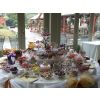 Sweets and candy buffet banquet table at Coombe Abbey. Choose your 30 to 60 varieties to be presented in real silver and crystal dishes and bon bon jars.  This is a 5' diameter table.