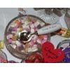 Heart shaped scoops and silver tongs and spoons - No plastic here!