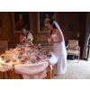 Vintage wedding sweets table at Hintlesham Hall.  3 tier centrepiece covered with sweets surrounded by more yummy sweets all around