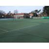 View of the clubhouse across the courts