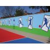 The back wall painted by Club members, with art work from Kinsmead School, West Kirby Grammer & Great Meols Primary School.
