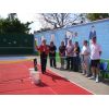 Barbara Bloor officially cuts the ribbon to open the new mini-tennis court.