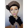 Rhona - Beret with fabulous vintage black glass button
