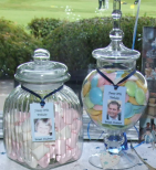 30 varieties candy and sweets table with personalised jar tags