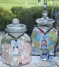Over 35 glass dishes and jars will display the 20 varieties of your choice for your candt and sweets buffet table