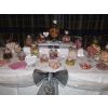 Centre front of table shows approx 1/4 of the wedding candy buffet table for 100 guests.