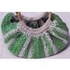 Green and White Striped Handbag