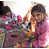Girls doing needlework in village near Bhuj, Gujarat, India.
