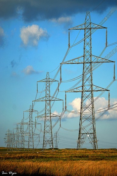 electricity pylons in the countryside - copyright Ian Dyer
