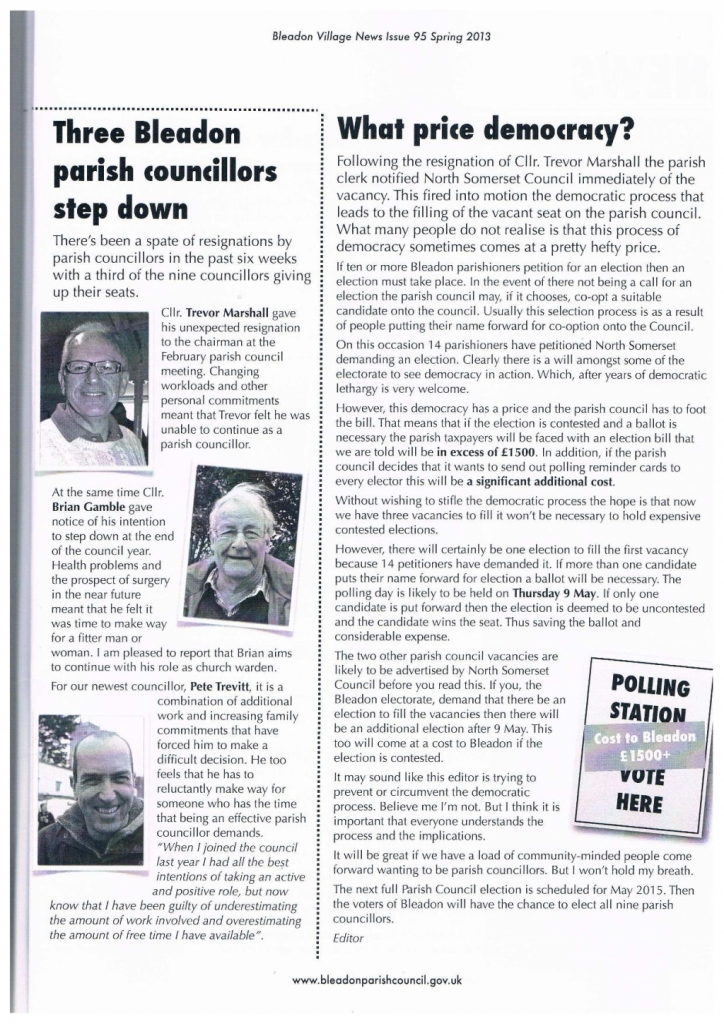 Bleadon Village News Election editorial