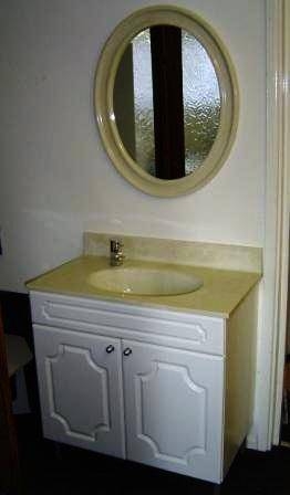 Ivory marble vanity top with matching mirror