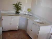 A double bowl vanity top