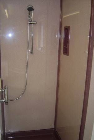 Granite shower with contrasting trim