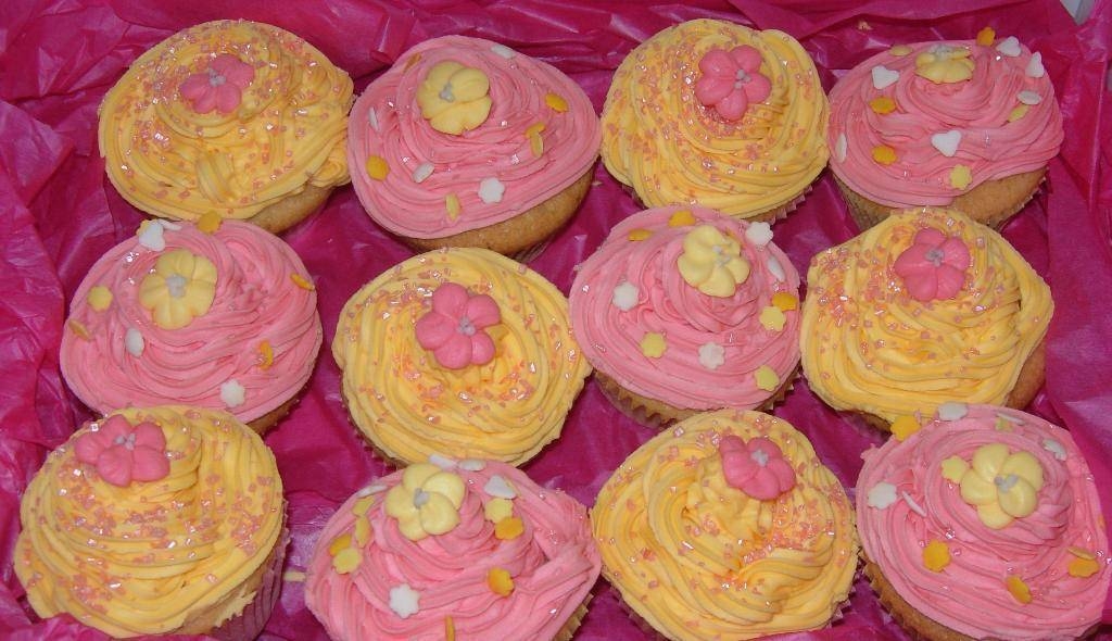 Pink and Yellow Cupcakes