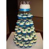 Teal Cupcake and Monogram Top Tier