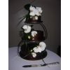 Chocolate ganache cake with fresh orchids