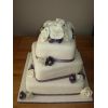 Akito Rose and purple lisianthus offset cake