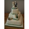 Bride, groom, girls and cats