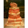 Coral Spotty and Striped Parcel Cake