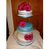 Teal and Magenta Gerbera Wedding Cake
