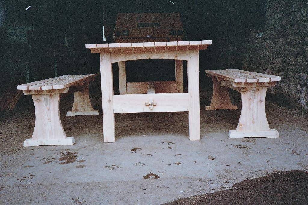 Larch Slatted Picnic Dining Table and Bench Seats
