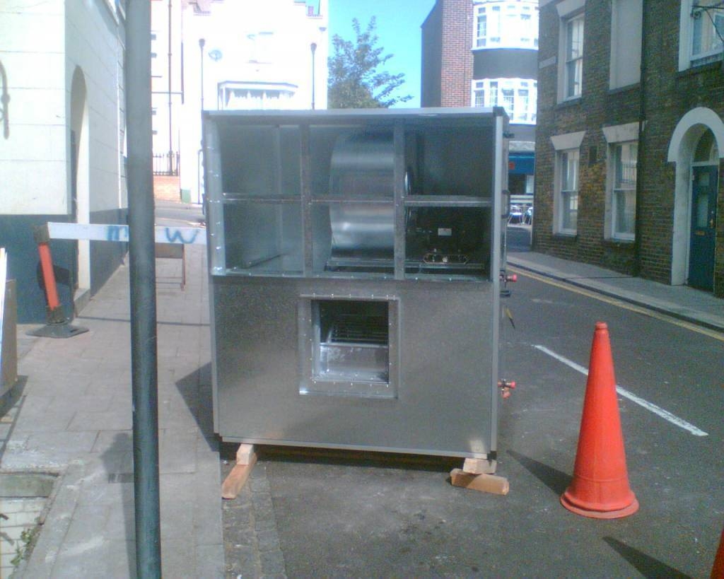 Air handling unit as delivered to be dismantled and rebuilt under ground