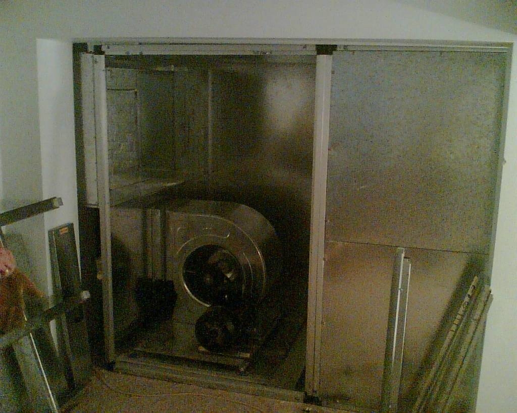Air handling unit being rebuilt under ground