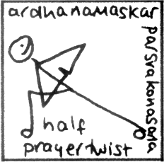 Ardha Namaskar Parsvakonasana - half prayer twist