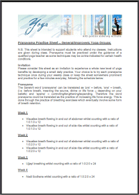 Pranayama Sadhana - home practice sheet