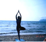 Tree pose on the beach in Turkey