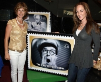  Cathy & Candace pose with Phil's stamp!