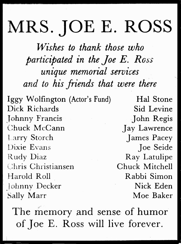Memorial Thanks