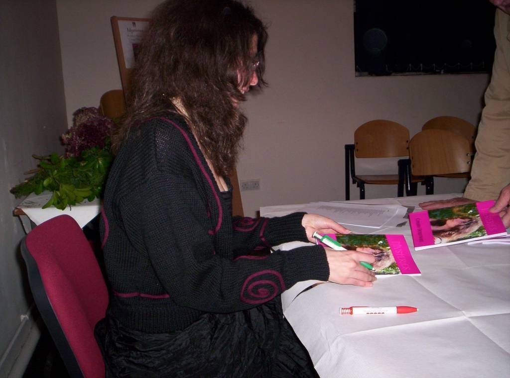 Chrissy signs copies of her first book, Cardiff 2008