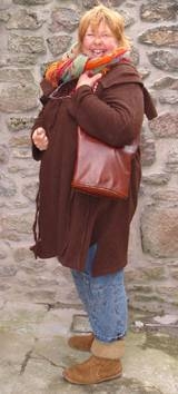 Lesley and her leather bag