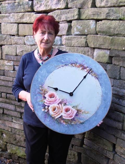 Pat Osborne with her painted 