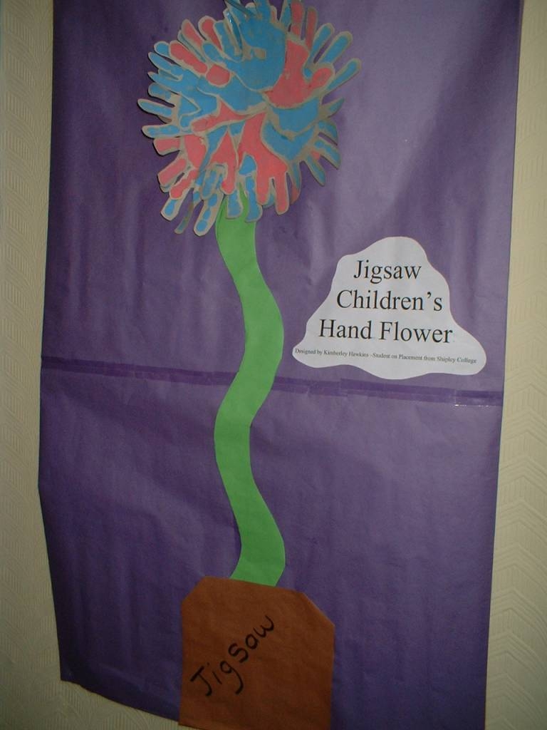 Flower made from childrens hand prints